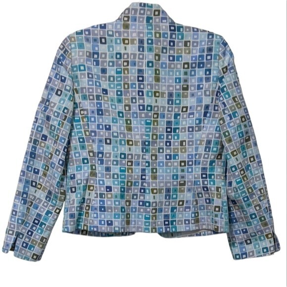 Linda Allard/ Ellen Tracy collab geometric print silk cotton blend blazer 4P - Picture 2 of 7